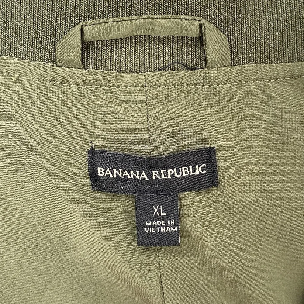 Banana Republic Bomber Jacket Mens XL Olive Army Green Full Zip Up Lightweight